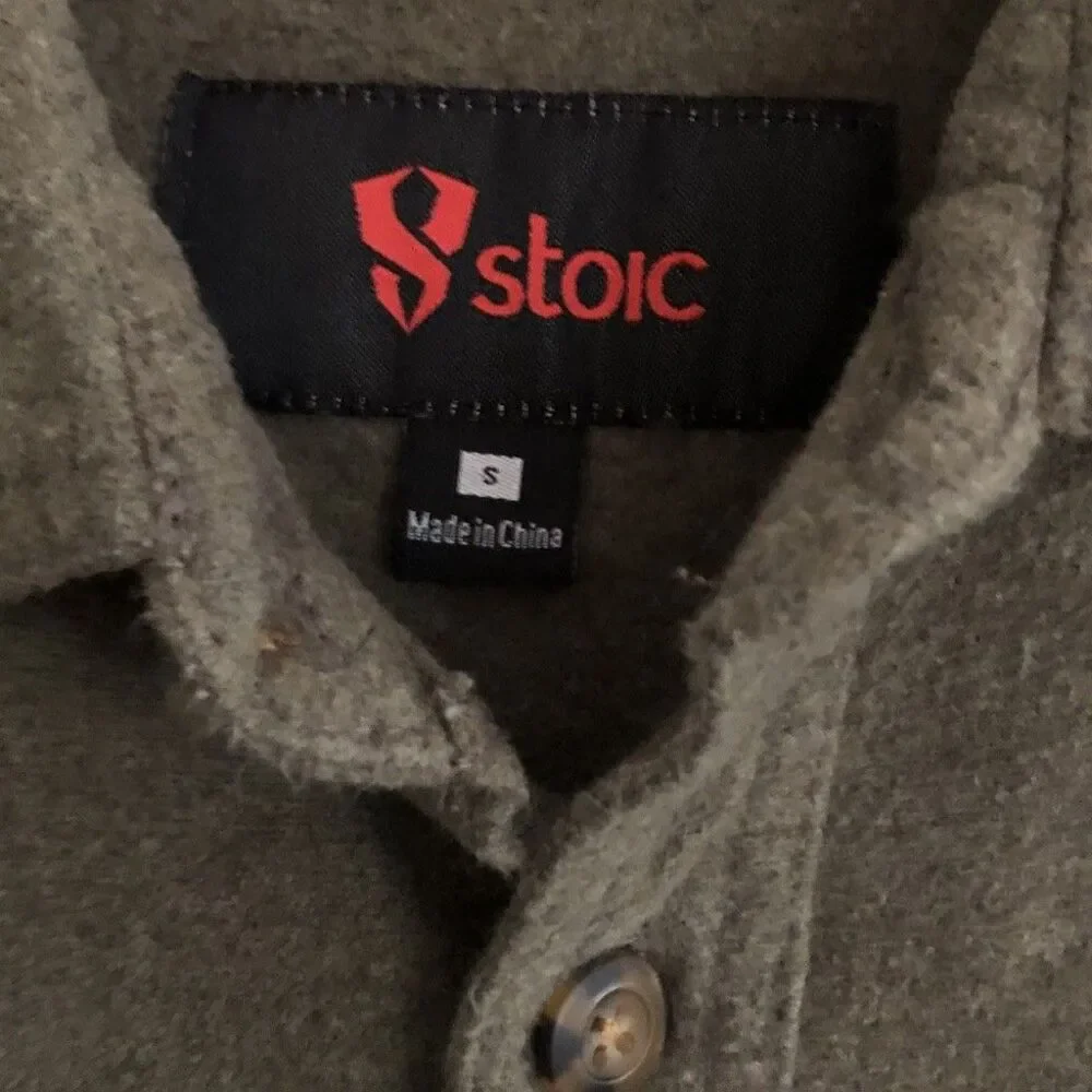 Stoic Hemlock Chamois Shirt Mens Size S Olive Heavy Flannel Outdoor Shacket